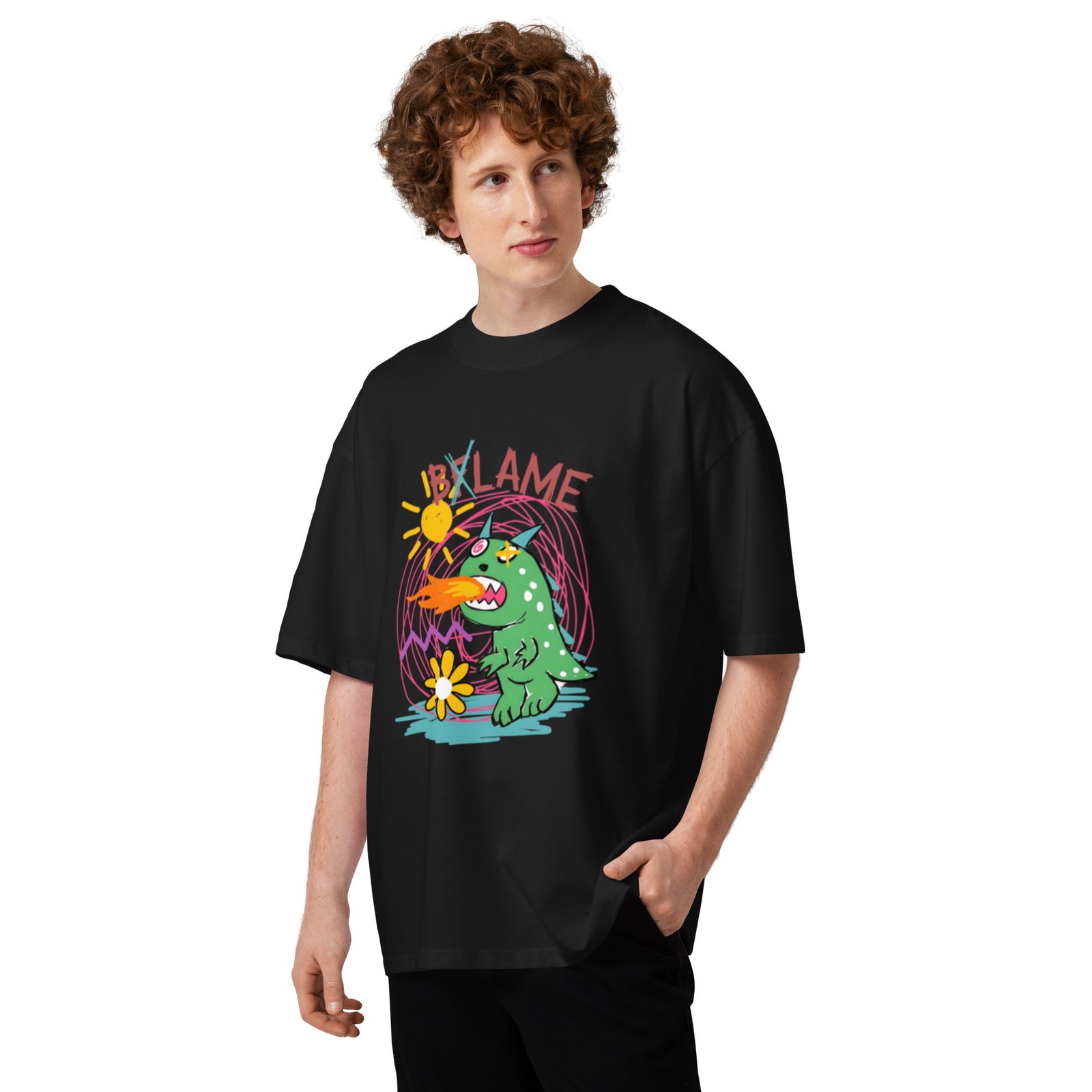 Unisex organic oversized high neck t-shirt