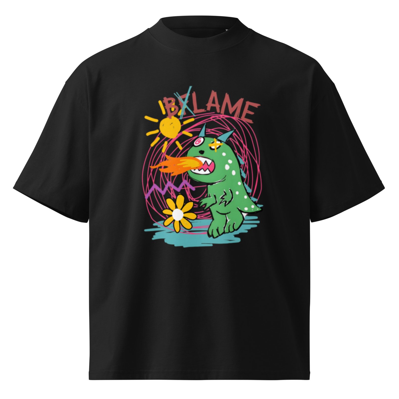 Unisex organic oversized high neck t-shirt