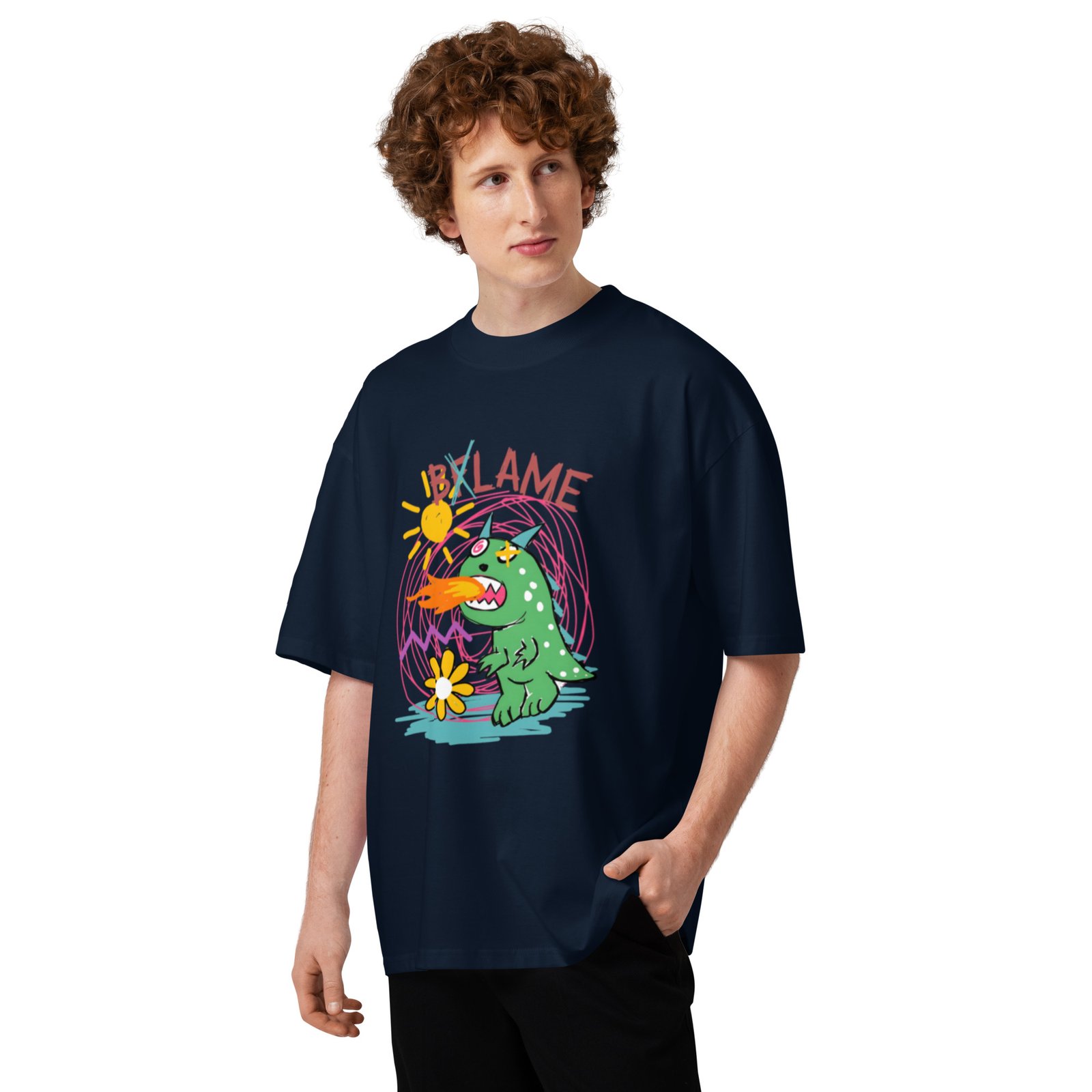 Unisex organic oversized high neck t-shirt