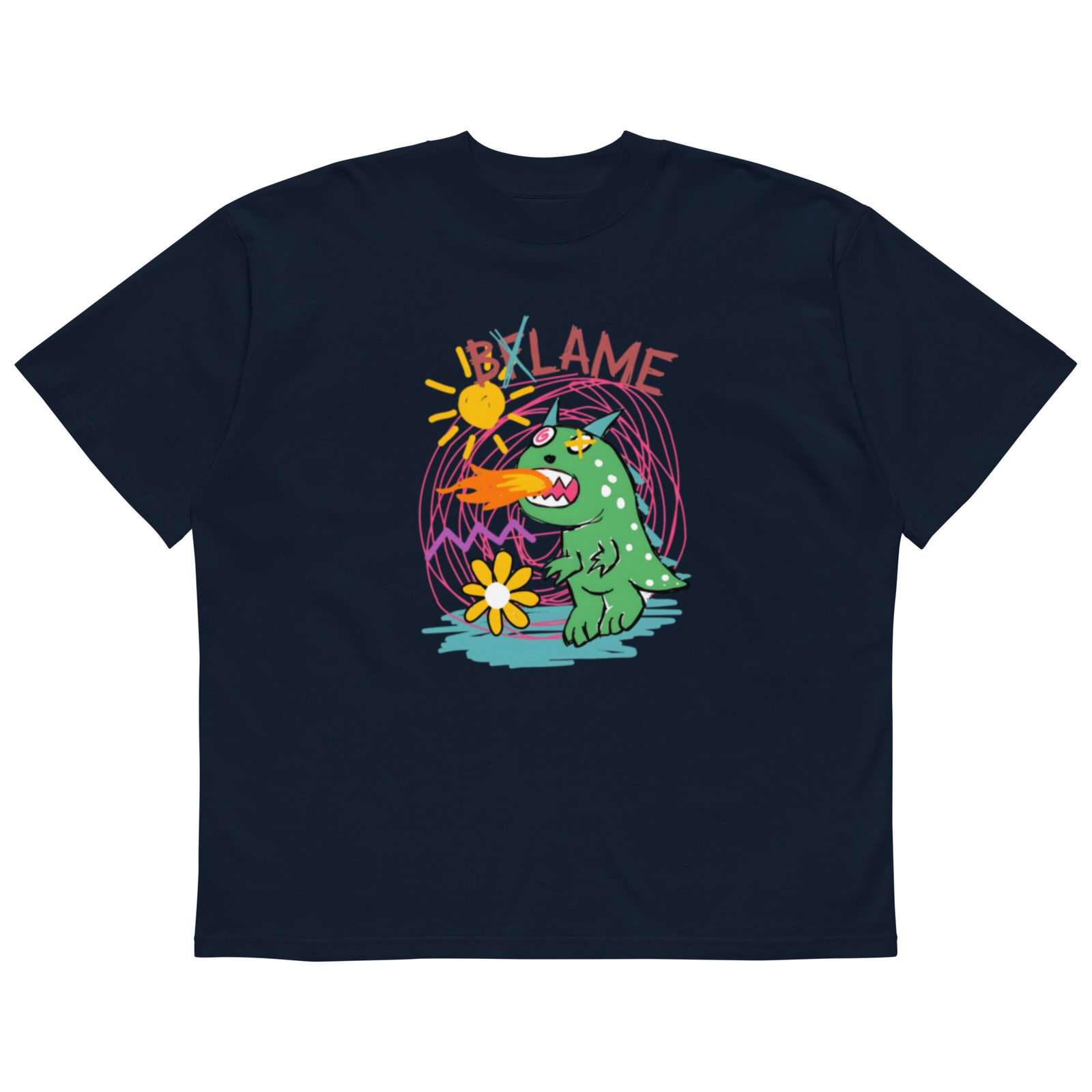 Unisex organic oversized high neck t-shirt