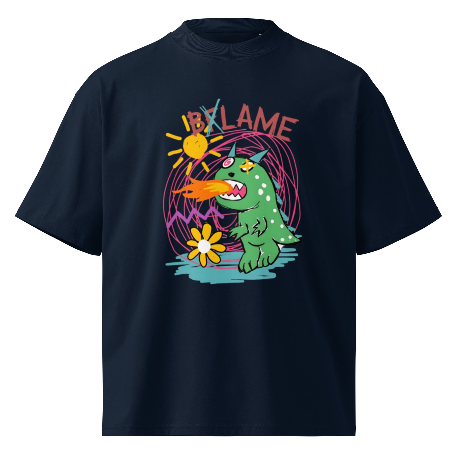 Unisex organic oversized high neck t-shirt