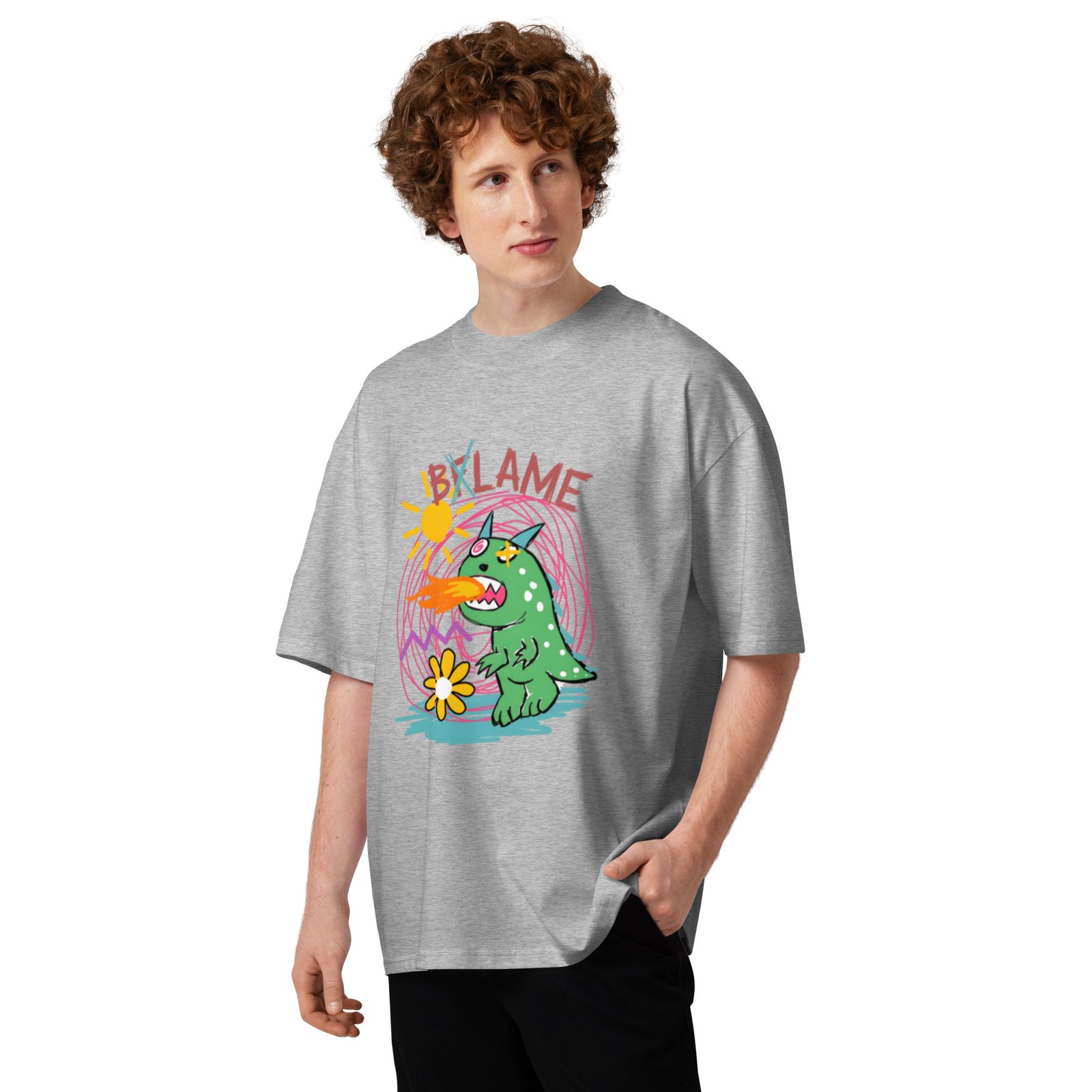 Unisex organic oversized high neck t-shirt