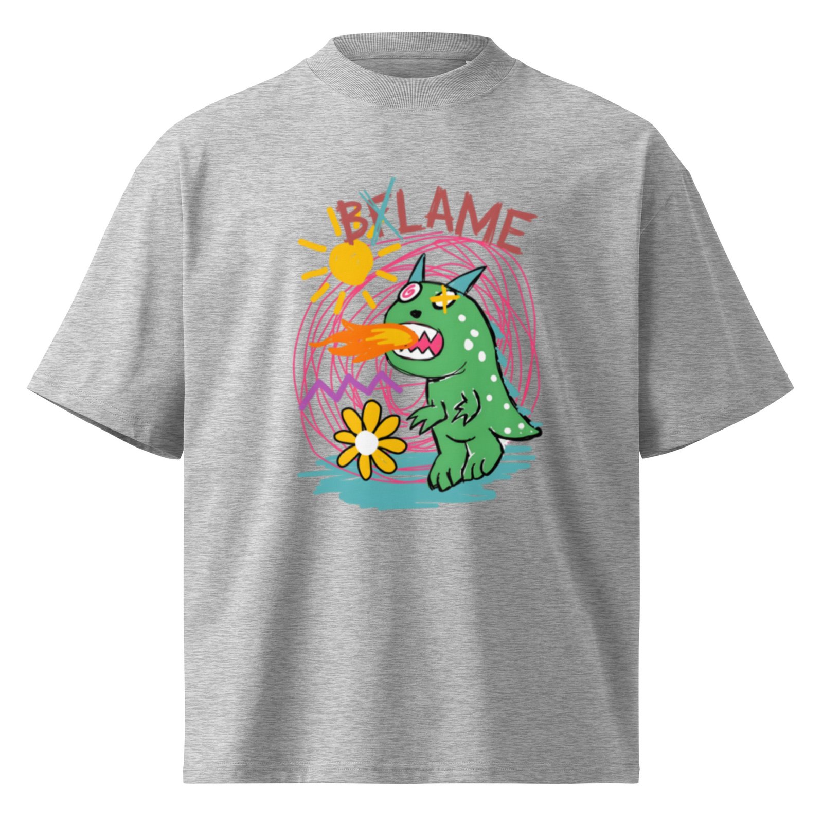 Unisex organic oversized high neck t-shirt