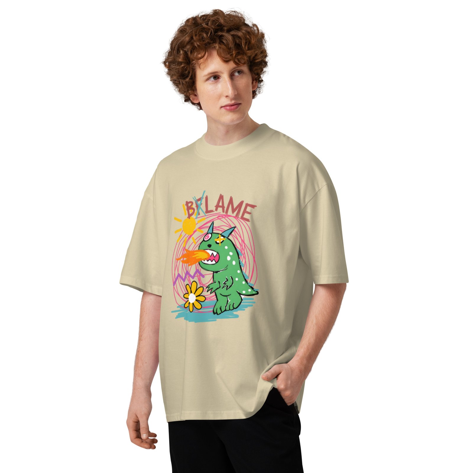 Unisex organic oversized high neck t-shirt