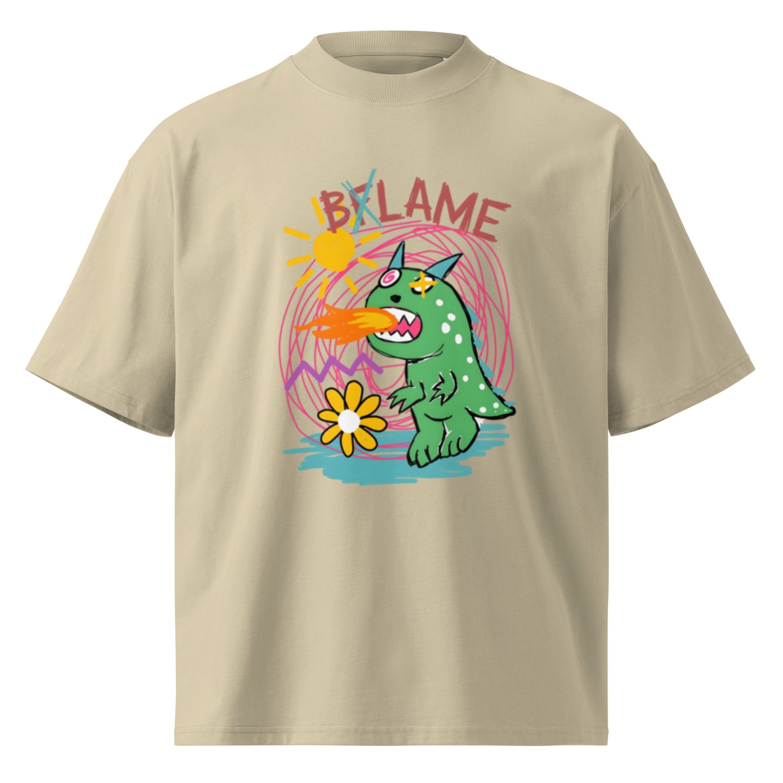 Unisex organic oversized high neck t-shirt