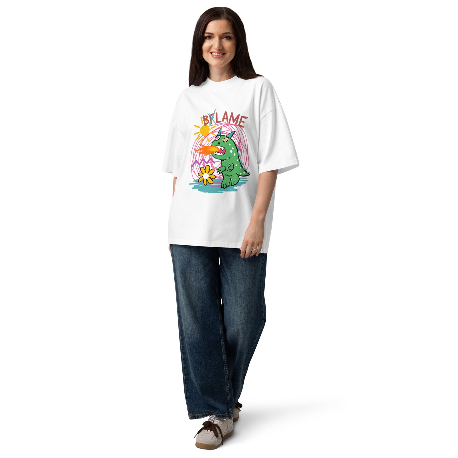 Unisex organic oversized high neck t-shirt