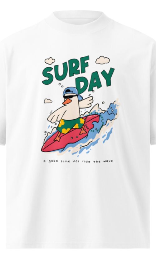 Oversized Organic Cotton Surf Day Graphic T-Shirt (Unisex)