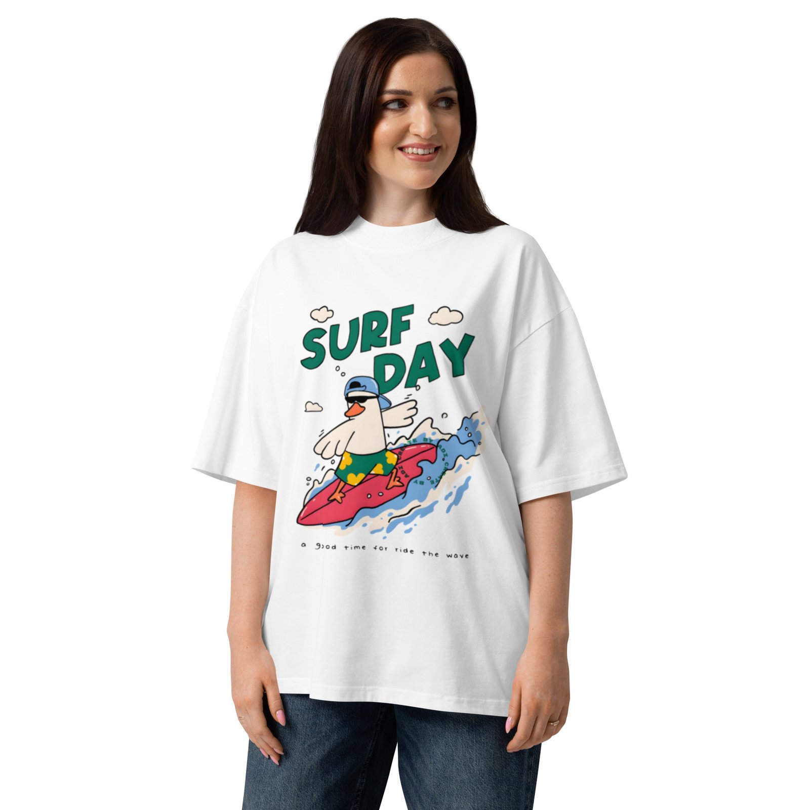 Oversized Organic Cotton Surf Day Graphic T-Shirt (Unisex)