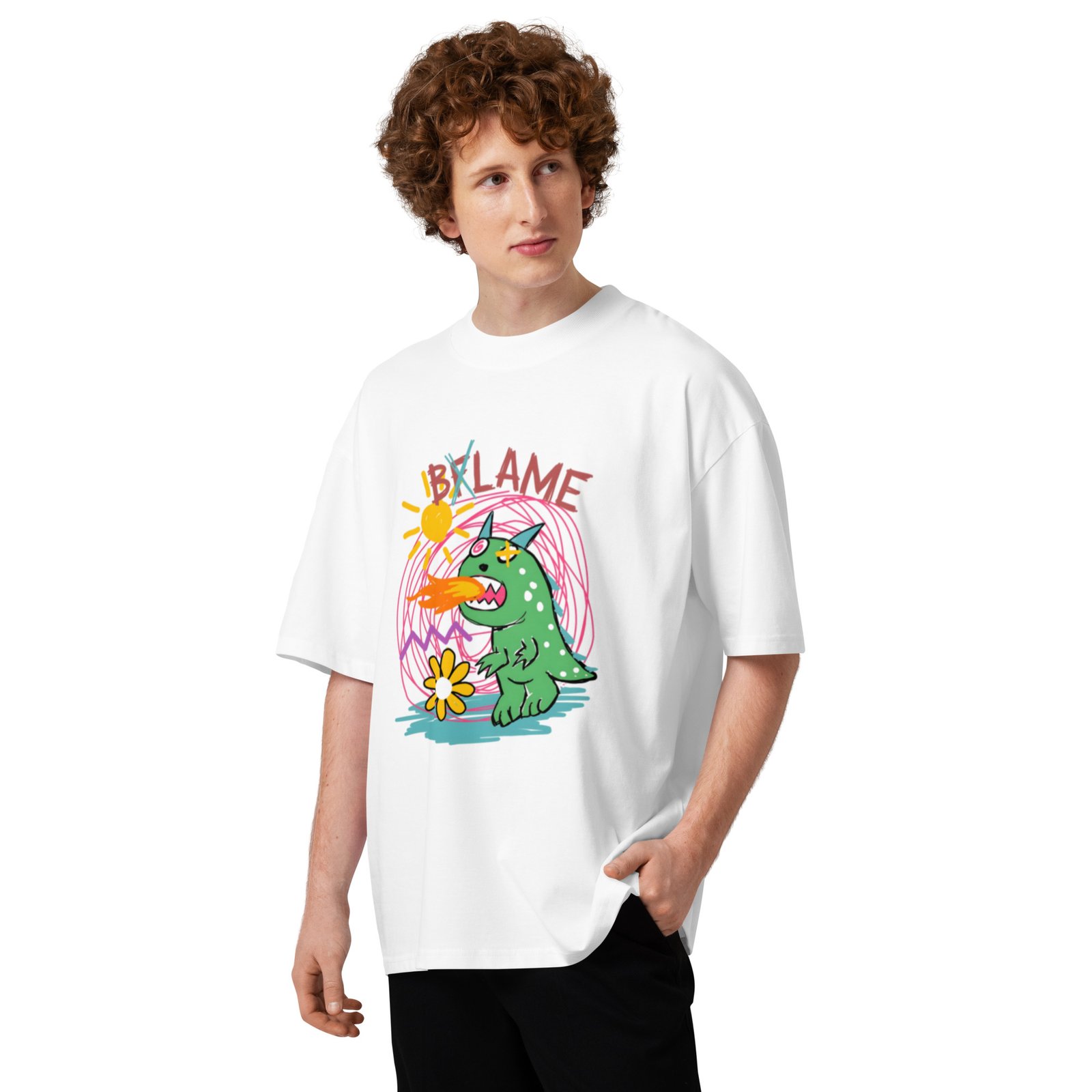 Unisex organic oversized high neck t-shirt