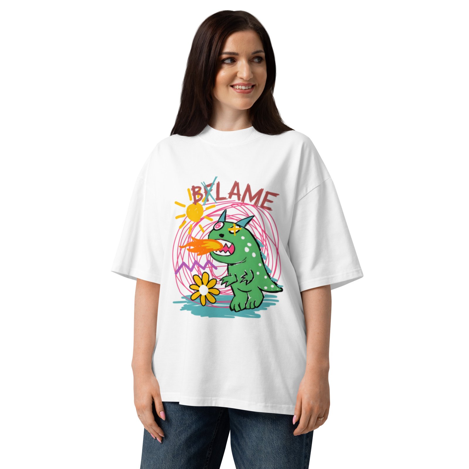 Unisex organic oversized high neck t-shirt