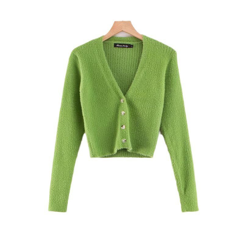 V-neck long sleeved cardigan sweater